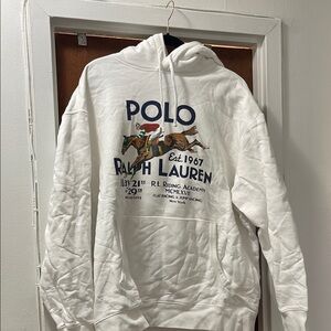 Ralph Lauren graphic White Hoodie for Men snowbeach p-wing ski bear